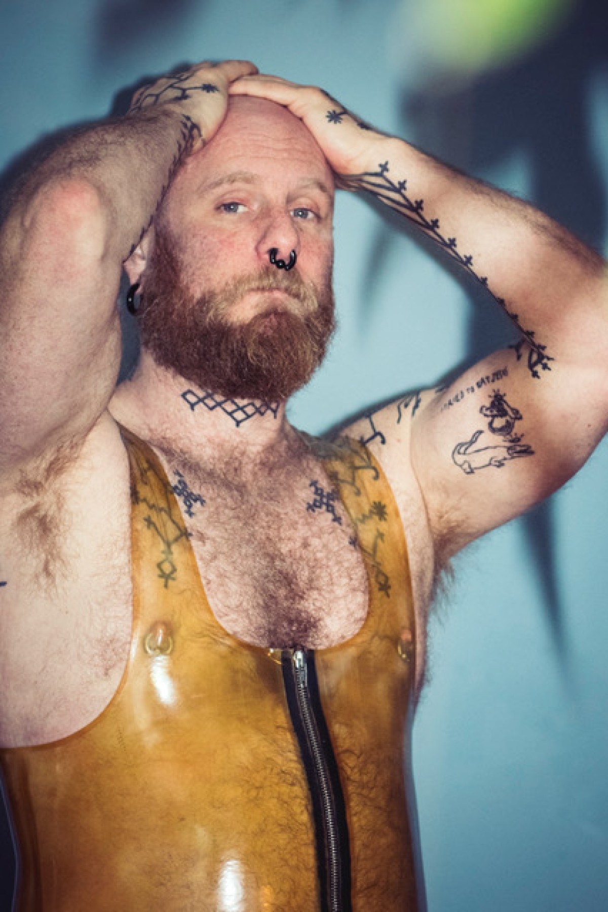 Latex overalls portrait