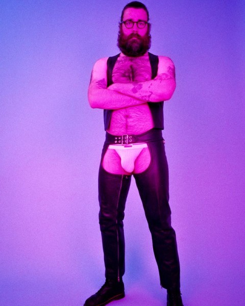 Leather harness and gear portrait