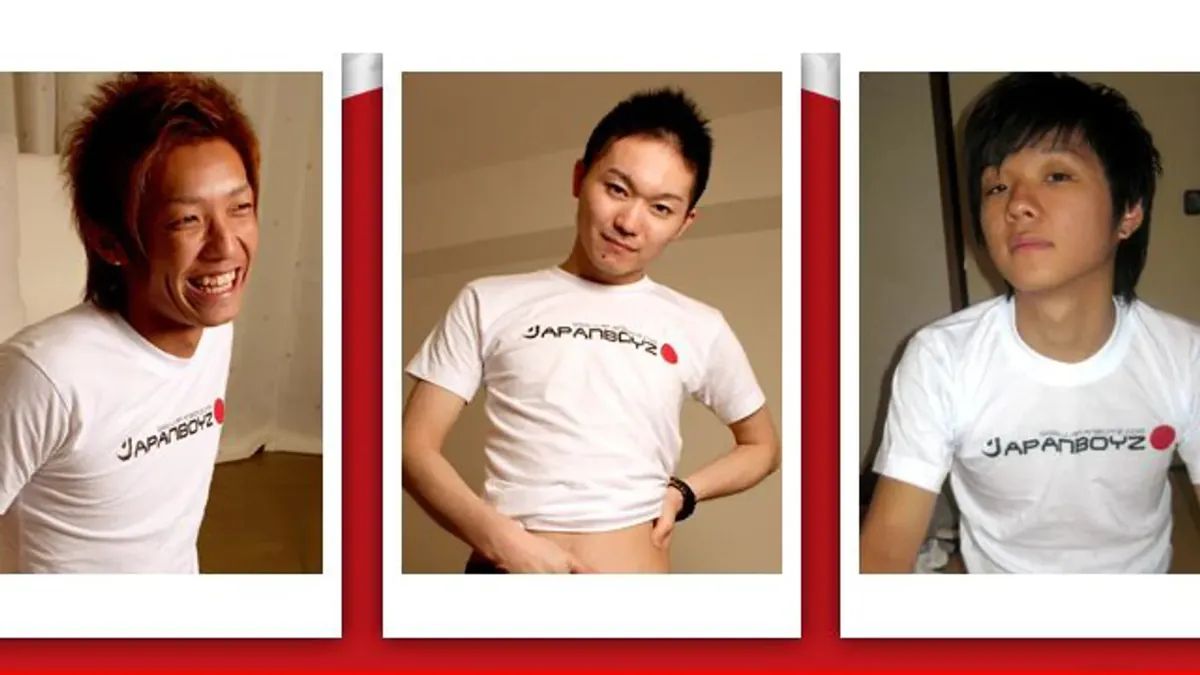 JapanBoyz polaroid-style collage of three performers in JapanBoyz T-shirts